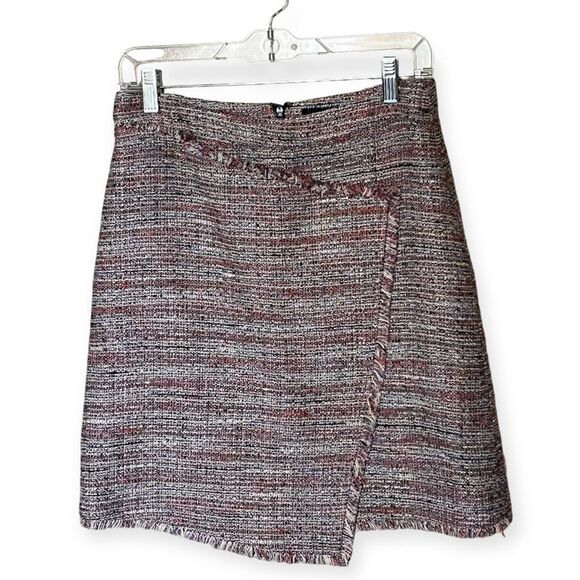 Halogen Multicolor Faux Wrap Fringed Tweed Short Skirt - Lined  Size 4 - Picture 1 of 9